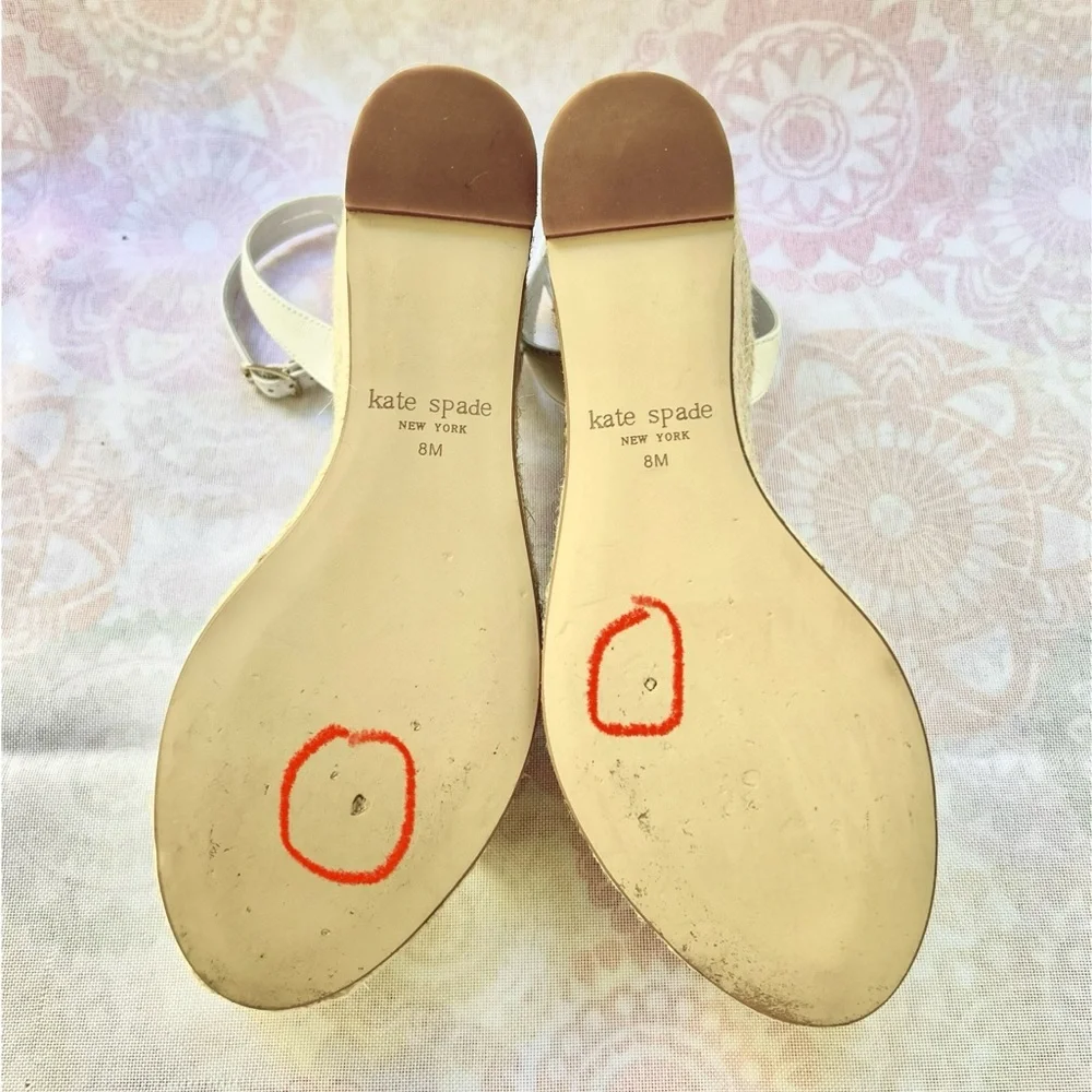 Kate Spade Taiya White Size 8 Scalloped Wedges Espadrilles EUC Beachy